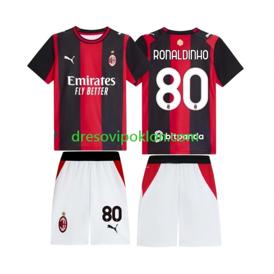 AC Milan Ronaldinho 80 Dres Domaći 2026-2027 Kratkih Rukava ,Dječji Komplet