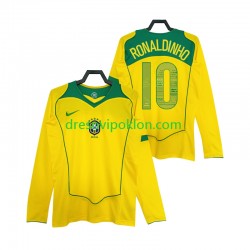 Brazil RONALDINHO 10 Retro Dres Domaći 2004 Dugim Rukavima ,Muški