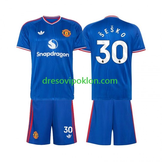 Manchester United Benjamin Sesko 30 Dres Gostujući 2026-2027 Kratkih Rukava ,Dječji Komplet