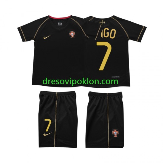 Portugal FIGO 7 Retro Dres Gostujući 2006 Kratkih Rukava ,Dječji Komplet