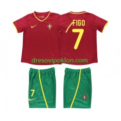 Portugal FIGO 7 Retro Dres Domaći 2002 Kratkih Rukava ,Dječji Komplet