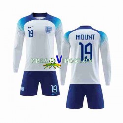 Engleska Mount 19 Dres Domaći World Cup 2022 Dugim Rukavima ,Dječji Komplet
