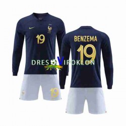 Francuska Benzema 19 Dres Domaći World Cup 2022 Dugim Rukavima ,Dječji Komplet