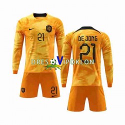 Nizozemska De Jong 21 Dres Domaći World Cup 2022 Dugim Rukavima ,Dječji Komplet