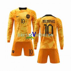 Nizozemska Memphis 10 Dres Domaći World Cup 2022 Dugim Rukavima ,Dječji Komplet