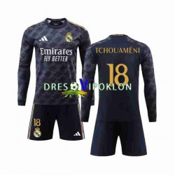 Real Madrid Aurelien Tchouameni 18 Dres Gostujući 2023-2024 Dugim Rukavima ,Dječji Komplet