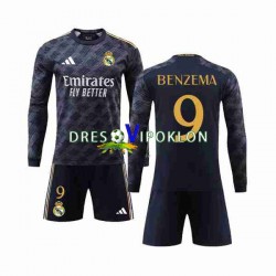 Real Madrid Benzema 9 Dres Gostujući 2023-2024 Dugim Rukavima ,Dječji Komplet