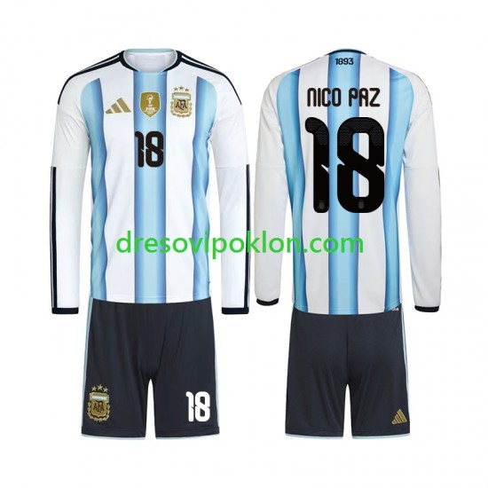 Argentina Nico Paz 18 Dres Domaći World Cup 2026 Dugim Rukavima ,Dječji Komplet