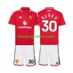 Manchester United Benjamin Sesko 30 Dres Domaći 2026-2027 Kratkih Rukava ,Dječji Komplet