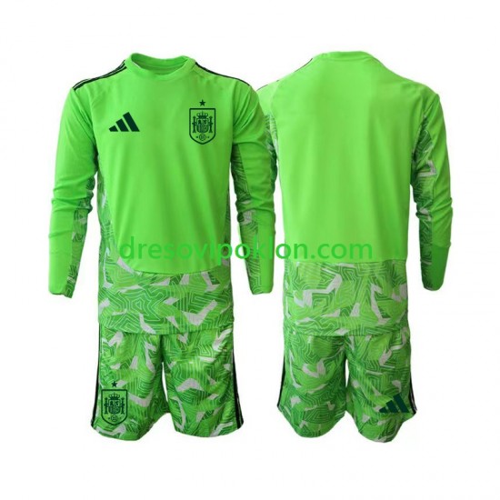 Španjolska Golmanski 6th Green color Dres World Cup 2026 Dugim Rukavima ,Dječji Komplet