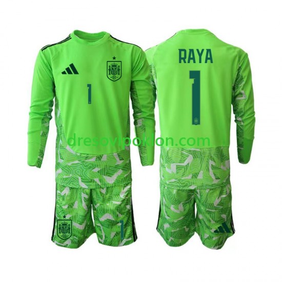 Španjolska Golmanski David Raya 1 6th Green color Dres World Cup 2026 Dugim Rukavima ,Dječji Komplet