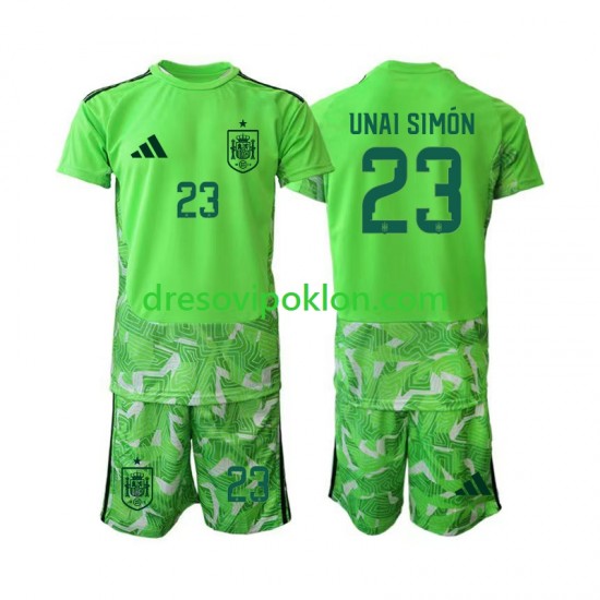 Španjolska Golmanski Unai Simon 23 6th Green color Dres World Cup 2026 Kratkih Rukava ,Dječji Komplet