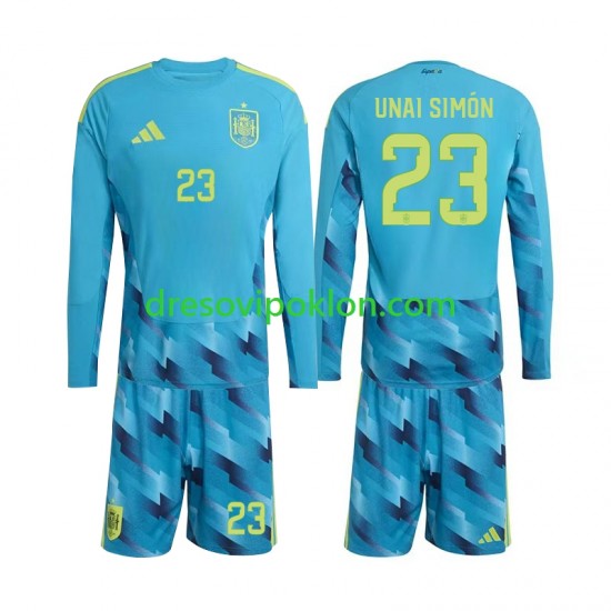 Španjolska Golmanski Unai Simon 23 Dres Domaći World Cup 2026 Dugim Rukavima ,Dječji Komplet