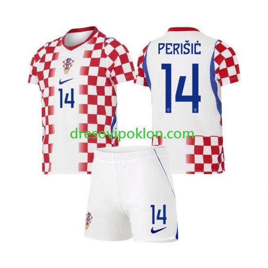 Hrvatska Ivan Perisic 14 Dres Domaći World Cup 2026 Kratkih Rukava ,Dječji Komplet