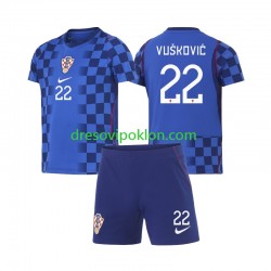 Hrvatska Luka Vuskovic 22 Dres Gostujući World Cup 2026 Kratkih Rukava ,Dječji Komplet