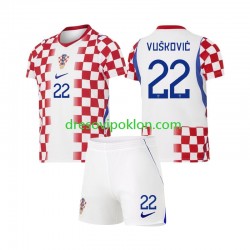 Hrvatska Luka Vuskovic 22 Dres Domaći World Cup 2026 Kratkih Rukava ,Dječji Komplet