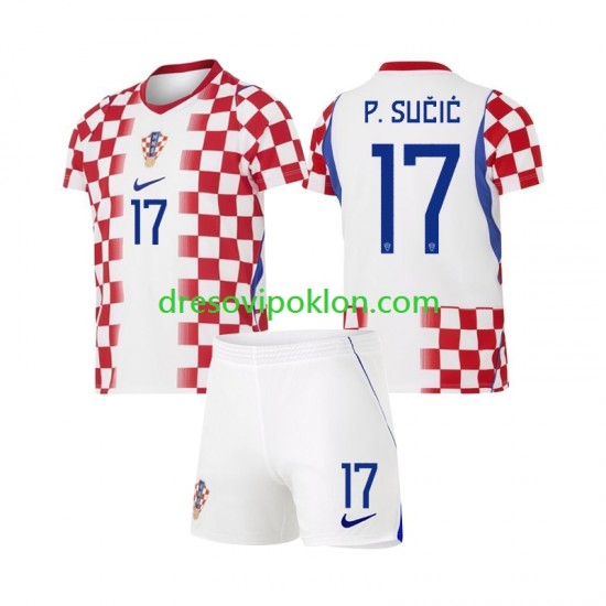 Hrvatska Petar Sucic 17 Dres Domaći World Cup 2026 Kratkih Rukava ,Dječji Komplet