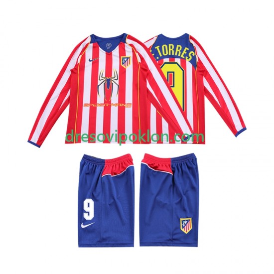 Atlético Madrid F TORRES 9 2005 Retro Dres Domaći 2004 Dugim Rukavima ,Dječji Komplet
