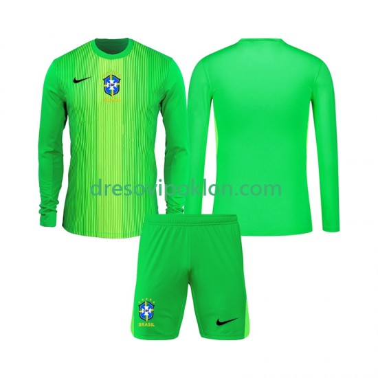 Brazil Golmanski Dres Domaći 2026 Dugim Rukavima ,Dječji Komplet