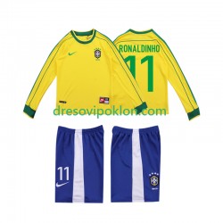 Brazil RONALDINHO 11 Retro Dres Domaći 1998 Dugim Rukavima ,Dječji Komplet