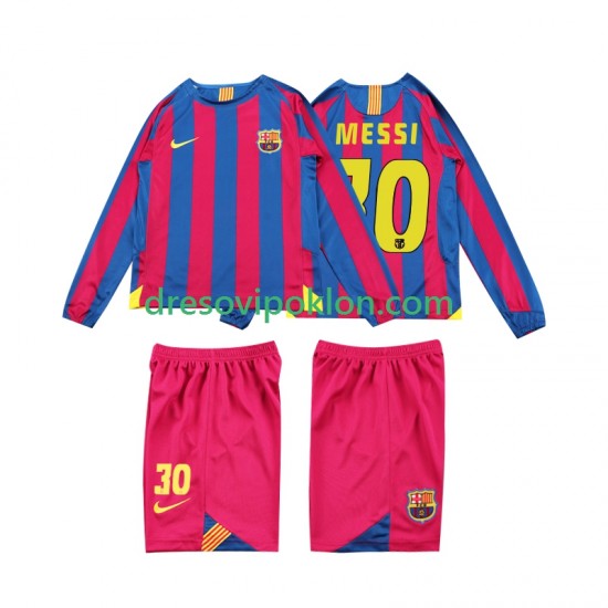 FC Barcelona Lionel Messi 10 2005 Retro Dres Domaći 2006 Dugim Rukavima ,Dječji Komplet