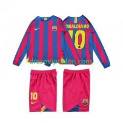 FC Barcelona RONALDINHO 10 2005 Retro Dres Domaći 2006 Dugim Rukavima ,Dječji Komplet