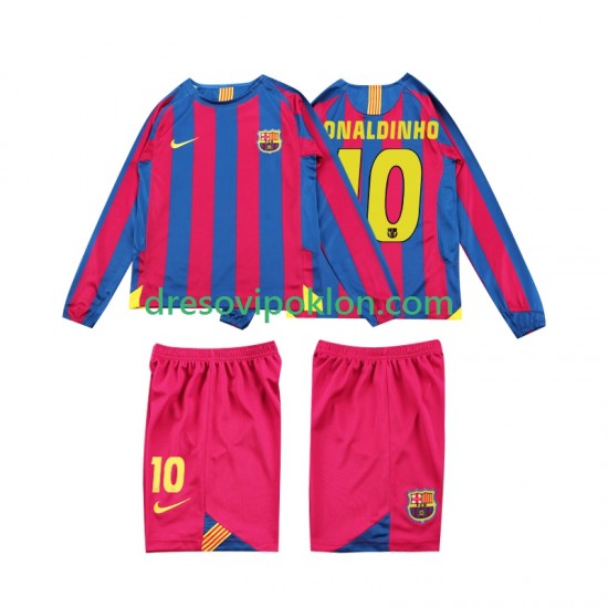 FC Barcelona RONALDINHO 10 2005 Retro Dres Domaći 2006 Dugim Rukavima ,Dječji Komplet