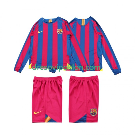 FC Barcelona 2005 Retro Dres Domaći 2006 Dugim Rukavima ,Dječji Komplet