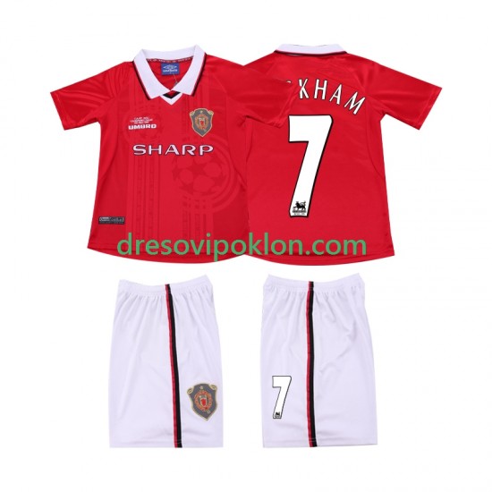 Manchester United BECKHAM 7 2000 Retro Dres Domaći 1999 Kratkih Rukava ,Dječji Komplet