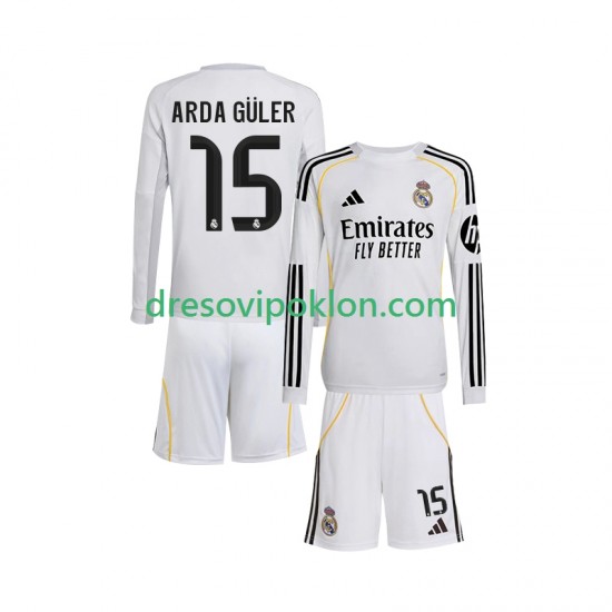 Real Madrid Arda Guler 15 Dres Domaći 2025-2026 Dugim Rukavima ,Dječji Komplet