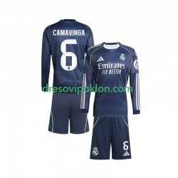 Real Madrid Camavinga 6 Dres Gostujući 2025-2026 Dugim Rukavima ,Dječji Komplet