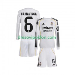Real Madrid Camavinga 6 Dres Domaći 2025-2026 Dugim Rukavima ,Dječji Komplet