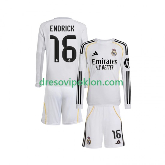 Real Madrid Endrick 16 Dres Domaći 2025-2026 Dugim Rukavima ,Dječji Komplet