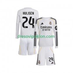 Real Madrid Huijsen 24 Dres Domaći 2025-2026 Dugim Rukavima ,Dječji Komplet