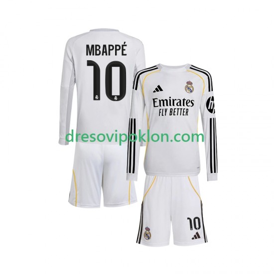 Real Madrid Mbappé Kylian 10 Dres Domaći 2025-2026 Dugim Rukavima ,Dječji Komplet