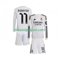 Real Madrid Rodrygo 11 Dres Domaći 2025-2026 Dugim Rukavima ,Dječji Komplet