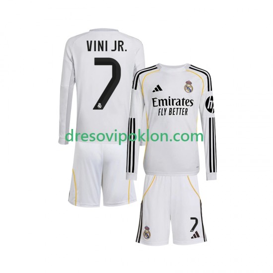 Real Madrid Vinicius Junior 7 Dres Domaći 2025-2026 Dugim Rukavima ,Dječji Komplet