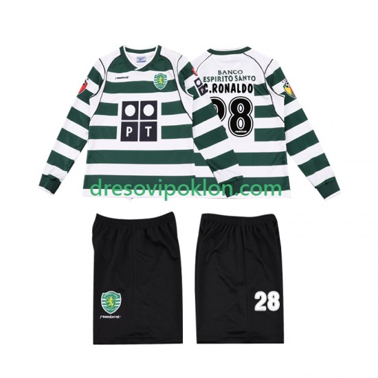 Sporting CP Cristiano Ronaldo 28 2001 2003 Retro Dres Domaći Dugim Rukavima ,Dječji Komplet