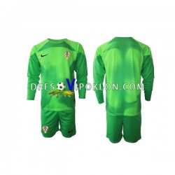 Hrvatska Golmanski Dres Gostujući World Cup 2022 Dugim Rukavima ,Dječji Komplet