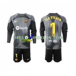 FC Barcelona Golmanski Ter Stegen 1 Dres Gostujući 2022-2023 Dugim Rukavima ,Dječji Komplet