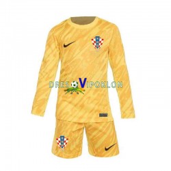 Hrvatska Golmanski Dres Domaći Euro 2024 Dugim Rukavima ,Dječji Komplet