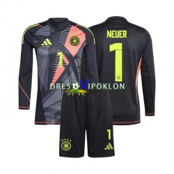 Njemačka Golmanski Manuel Neuer 1 Dres Domaći Euro 2024 Dugim Rukavima ,Dječji Komplet