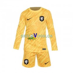 Nizozemska Golmanski Dres Gostujući Euro 2024 Dugim Rukavima ,Dječji Komplet