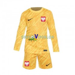 Poljska Golmanski Dres Domaći Euro 2024 Dugim Rukavima ,Dječji Komplet