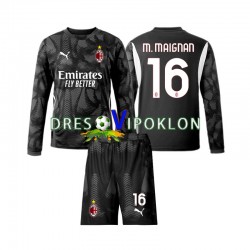 AC Milan Golmanski Mike Maignan 16 Crno Dres Domaći 2024-2025 Dugim Rukavima ,Dječji Komplet