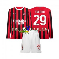 AC Milan Youssouf Fofana 29 Dres Domaći 2024-2025 Dugim Rukavima ,Dječji Komplet