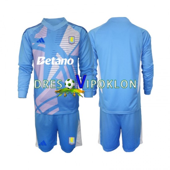 Aston Villa Golmanski Plava Dres Treći 2024-2025 Dugim Rukavima ,Dječji Komplet