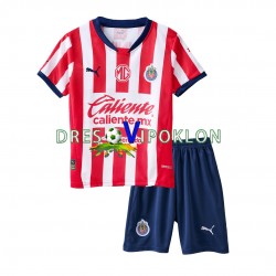 Deportivo Guadalajara Dres Domaći 2024-2025 Kratkih Rukava ,Dječji Komplet