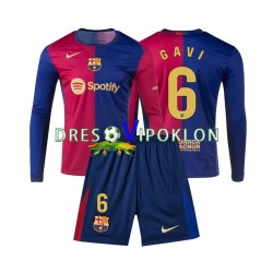 FC Barcelona Gavi 6 Dres Domaći 2024-2025 Dugim Rukavima ,Dječji Komplet