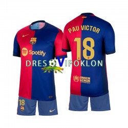 FC Barcelona Pau Victor 18 Dres Domaći 2024-2025 Kratkih Rukava ,Dječji Komplet